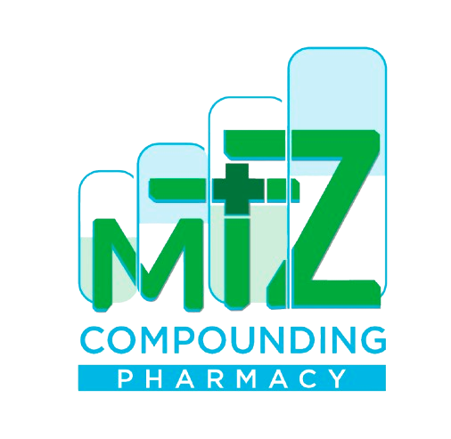 Logo for MIZ Group Minding Pharmacy with creative overlapping letters.