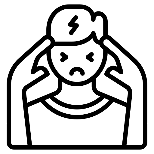 Person experiencing a headache, holding their head in pain.