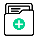 Icon of a folder with a plus sign for adding files.